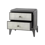 Eccotrading Astoria Small Bedside Table – Graphite Grey and Faux Shagreen