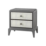 Eccotrading Astoria Small Bedside Table – Graphite Grey and Faux Shagreen