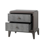 Eccotrading Astoria Small Bedside Table – Macchiato and Grey Faux Shagreen