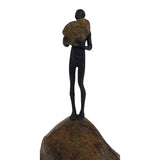 Eccotrading Bonze Figure on Rock High Sculpture
