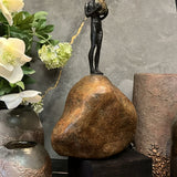 Eccotrading Bonze Figure on Rock High Sculpture