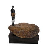 Eccotrading Bonze Figure on Rock Low Sculpture