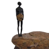 Eccotrading Bonze Figure on Rock Low Sculpture