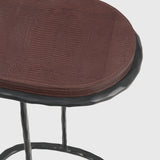 Eccotrading Forge Cocktail Table - Bronze Nera and Burgundy Leather