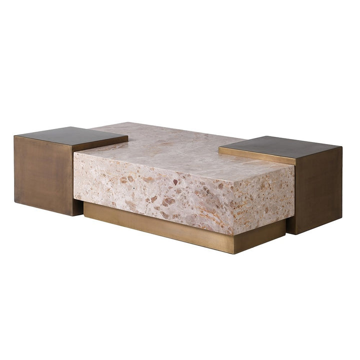 Edmund Coffee Table in Antique Gold and Crema Marble