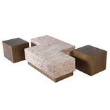 Edmund Coffee Table in Antique Gold and Crema Marble