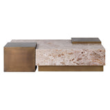 Edmund Coffee Table in Antique Gold and Crema Marble – Second