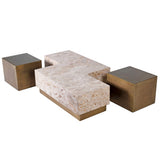 Edmund Coffee Table in Antique Gold and Crema Marble – Second