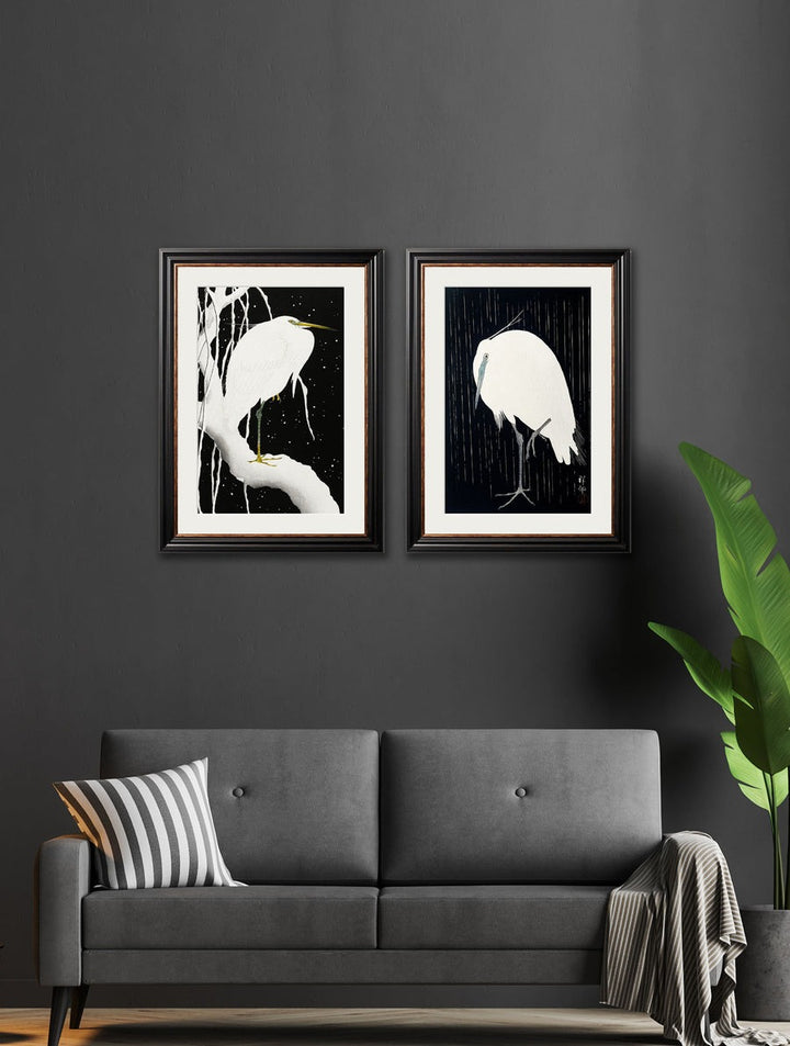 Egrets by Ohara Koson – York Slim Framed Print