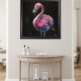 Flamingo Print 'Florrie' by Amy Ansell - Black Square Frame