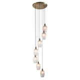 Florence Ribbed Cascading Pendant Light – 7 Lights – Antique Brass