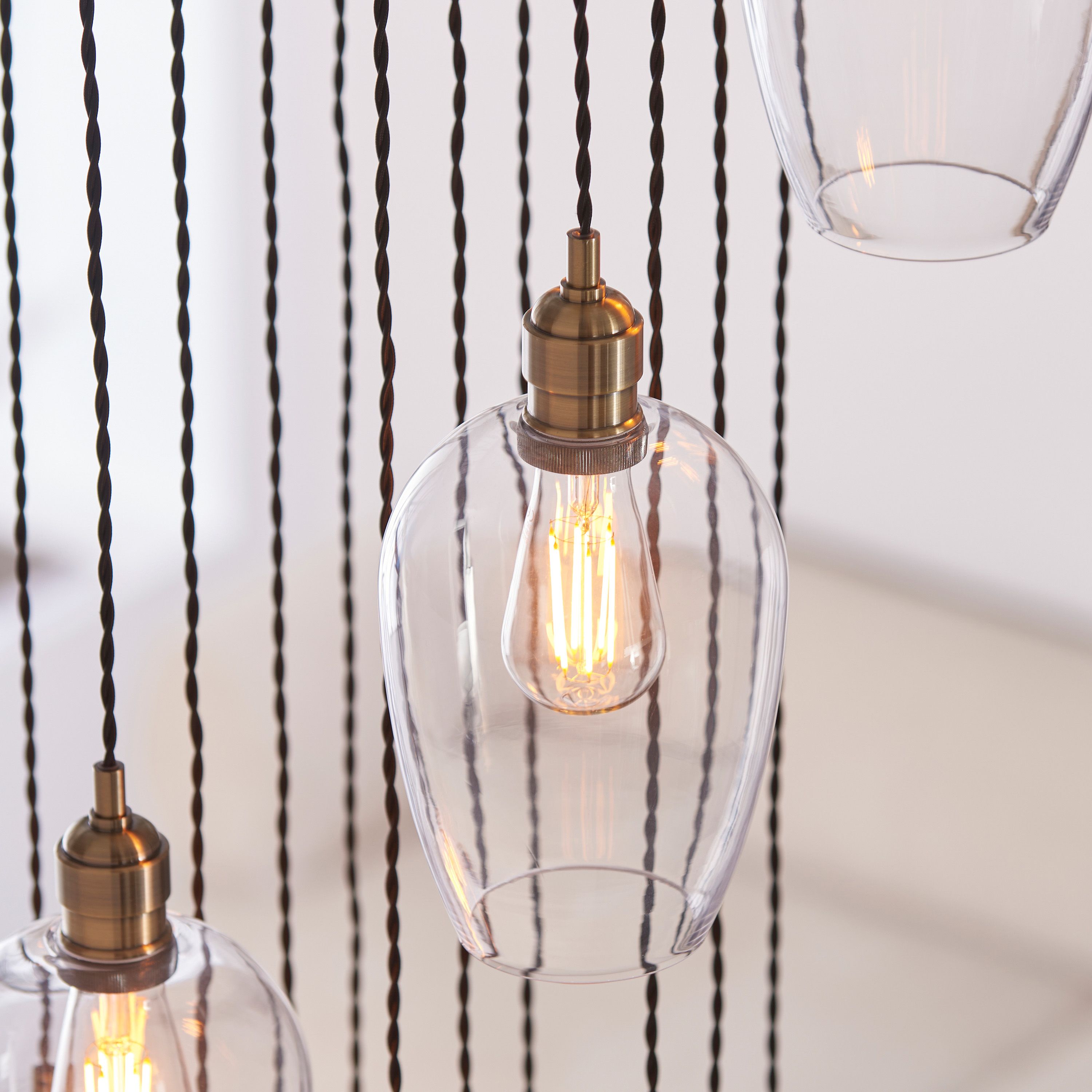 Florence Cascading Pendant Light – 13 Lights – Antique Brass