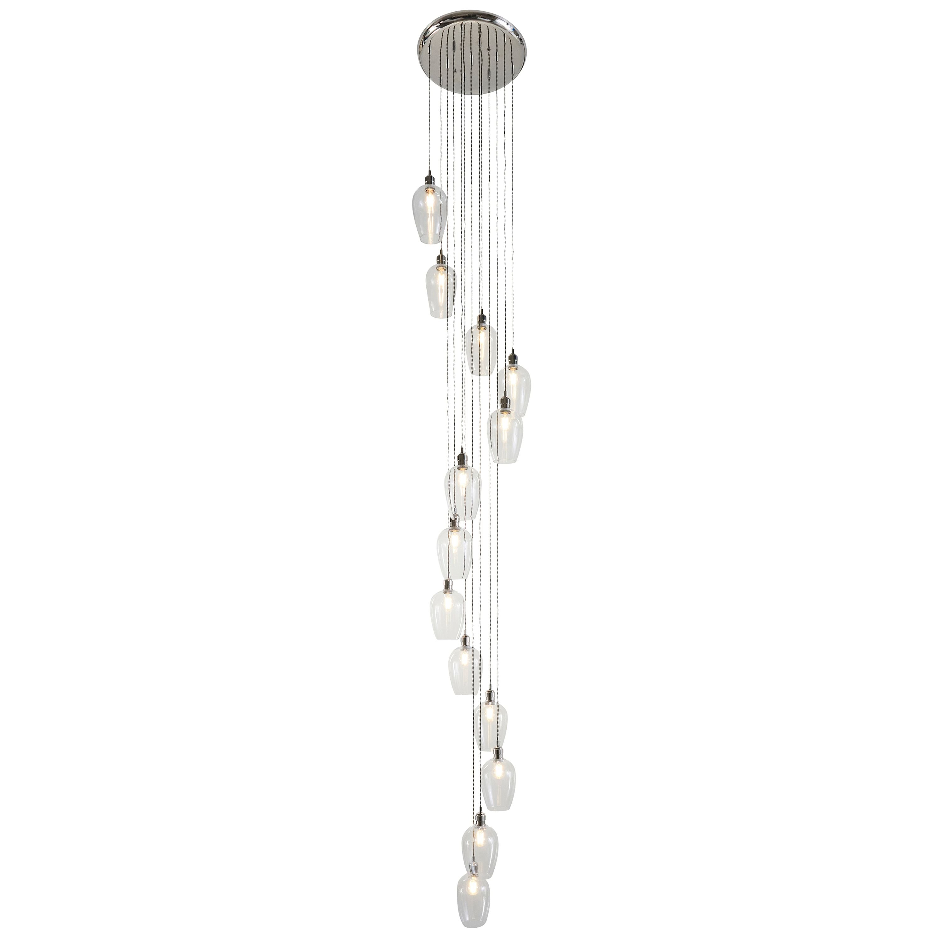 Florence Cascading Pendant Light – 13 Lights – Bright Nickel