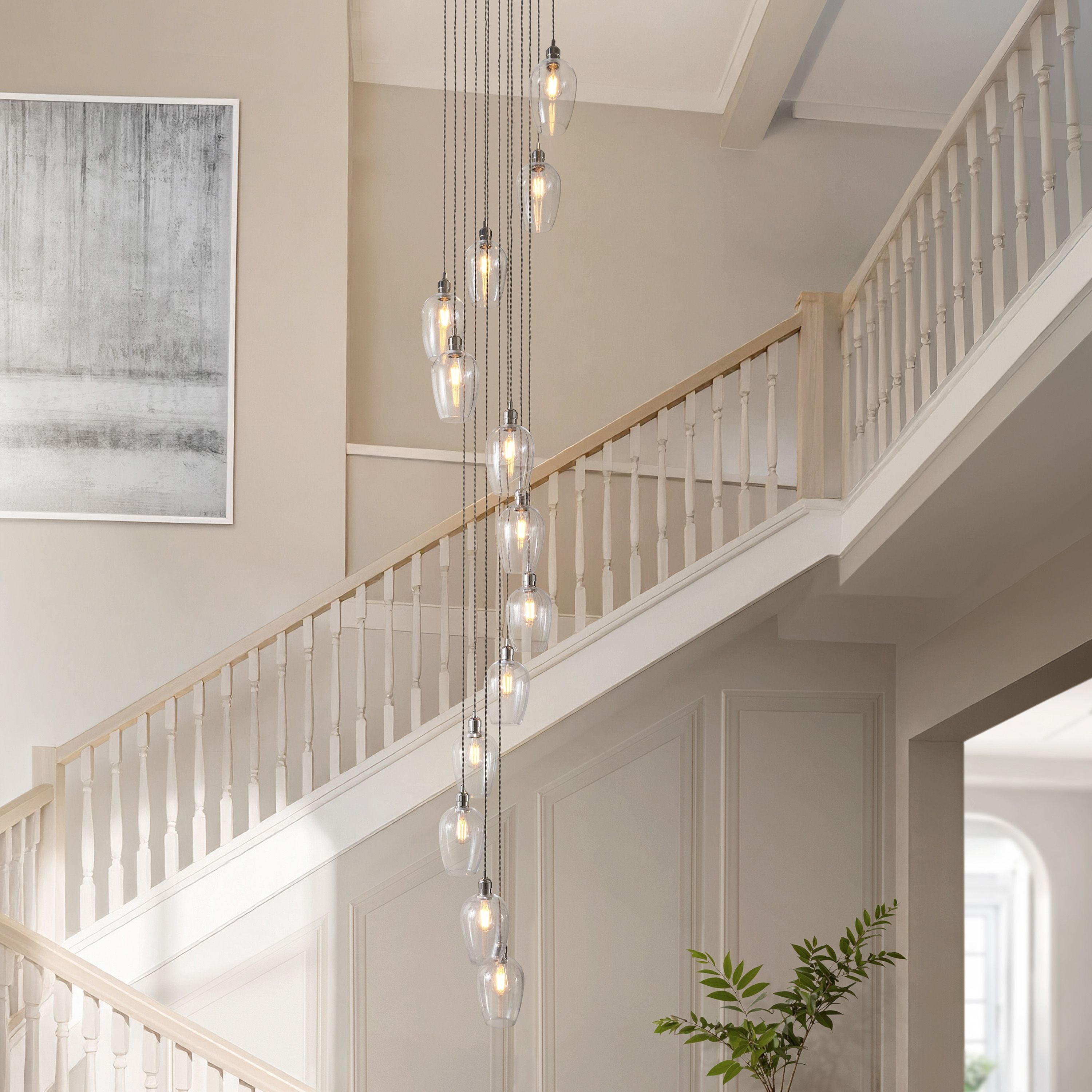 Florence Cascading Pendant Light – 13 Lights – Bright Nickel