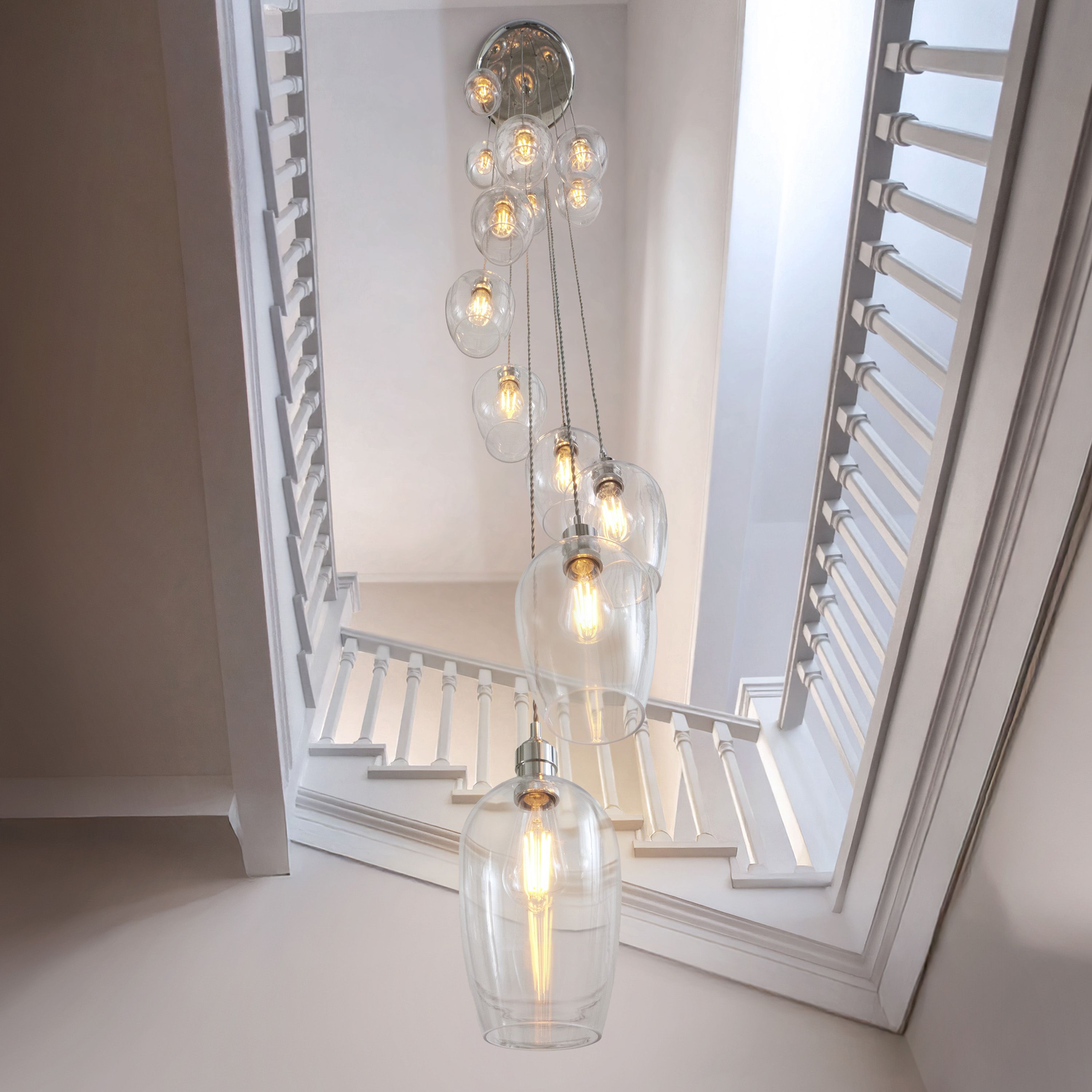 Florence Cascading Pendant Light – 13 Lights – Bright Nickel