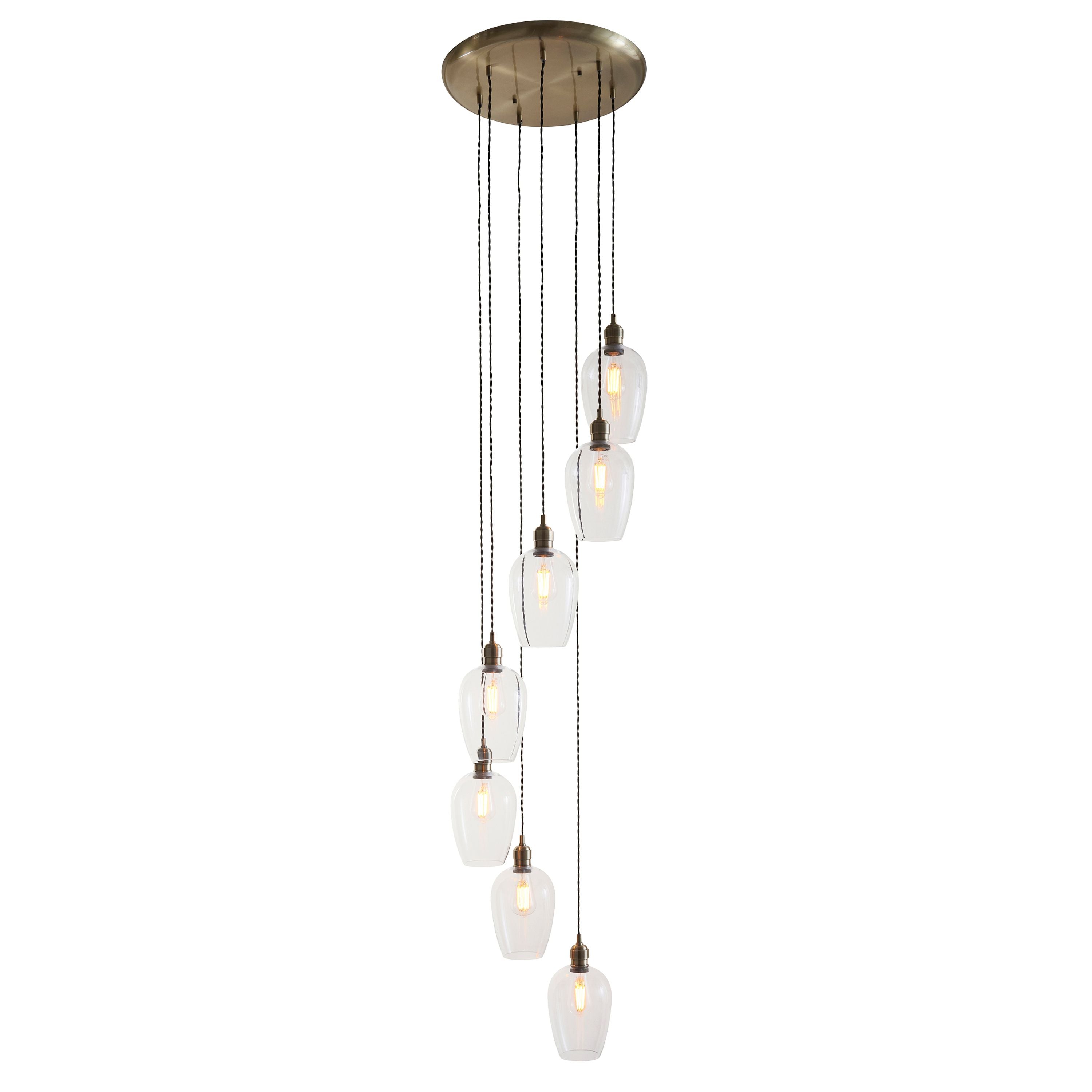 Florence Cascading Pendant Light – 7 Lights – Antique Brass
