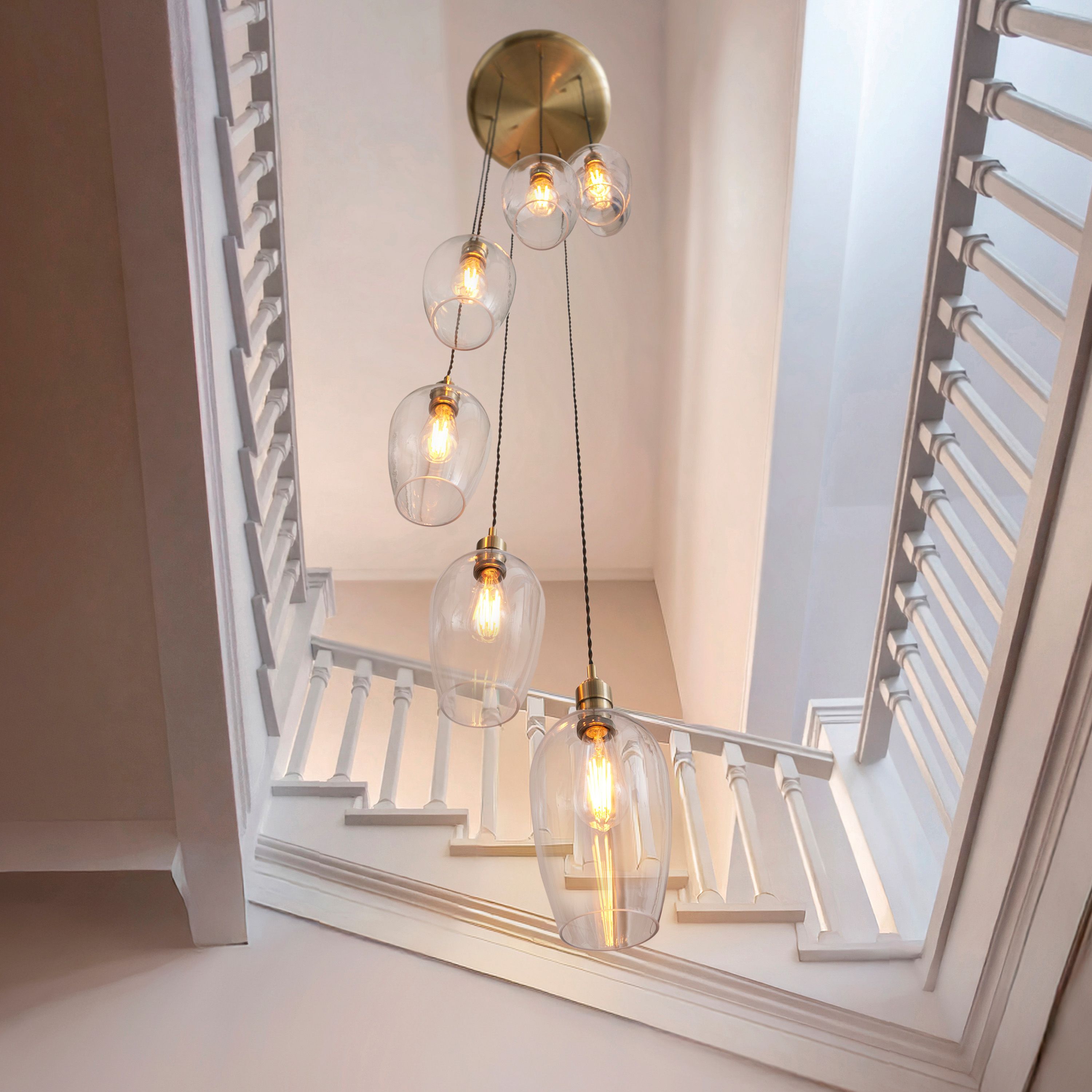 Florence Cascading Pendant Light – 7 Lights – Antique Brass