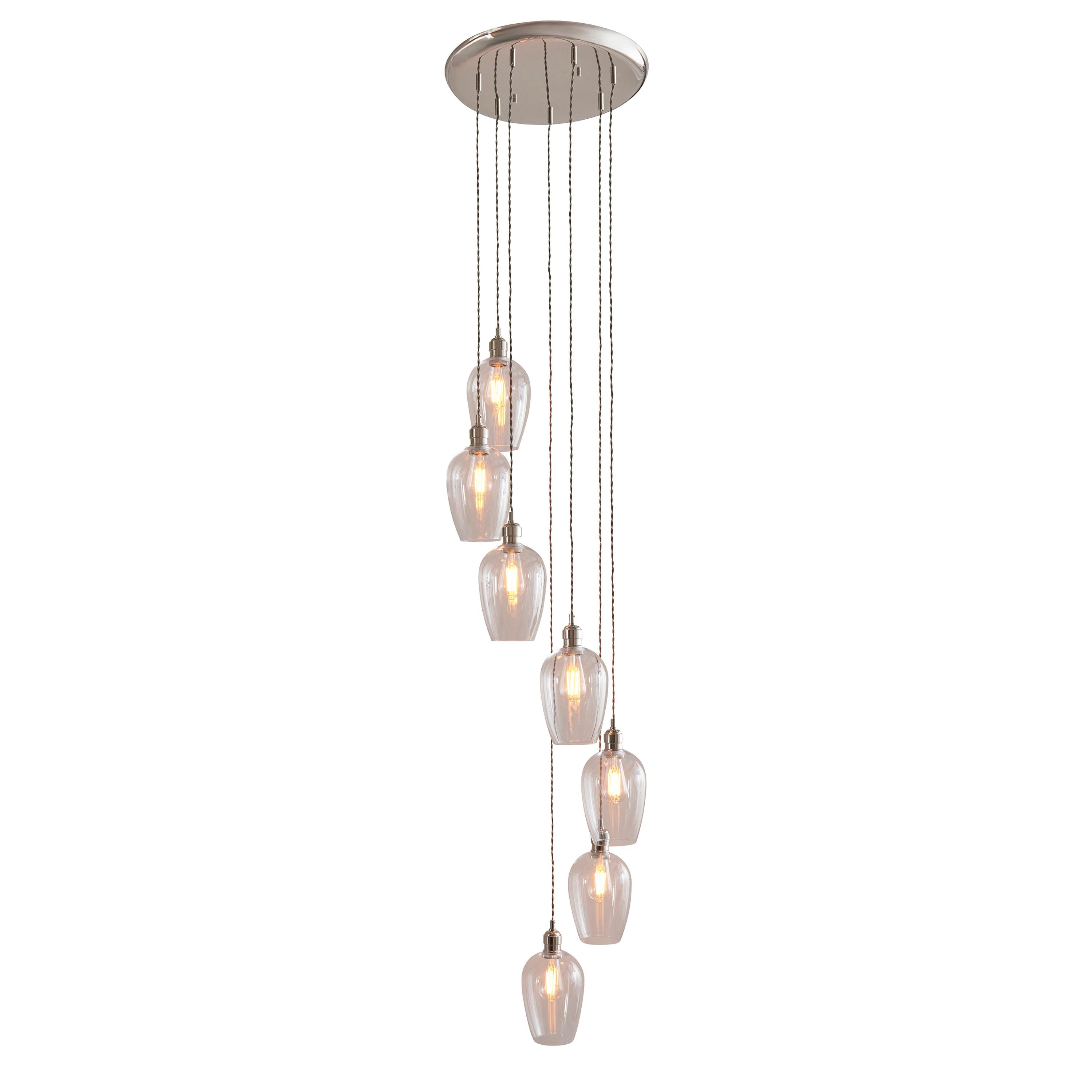 Florence Cascading Pendant Light – 7 Lights – Bright Nickel