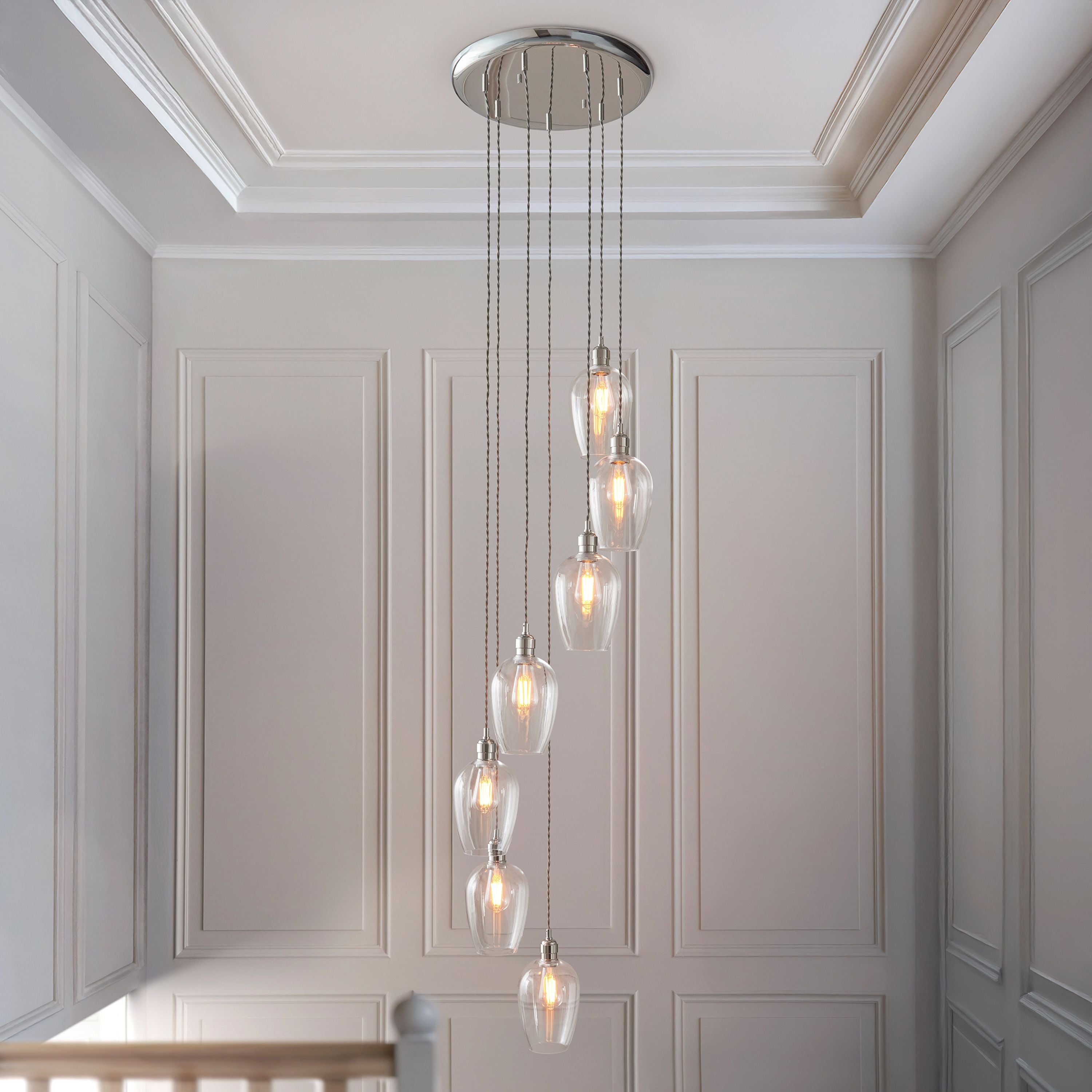 Florence Cascading Pendant Light – 7 Lights – Bright Nickel