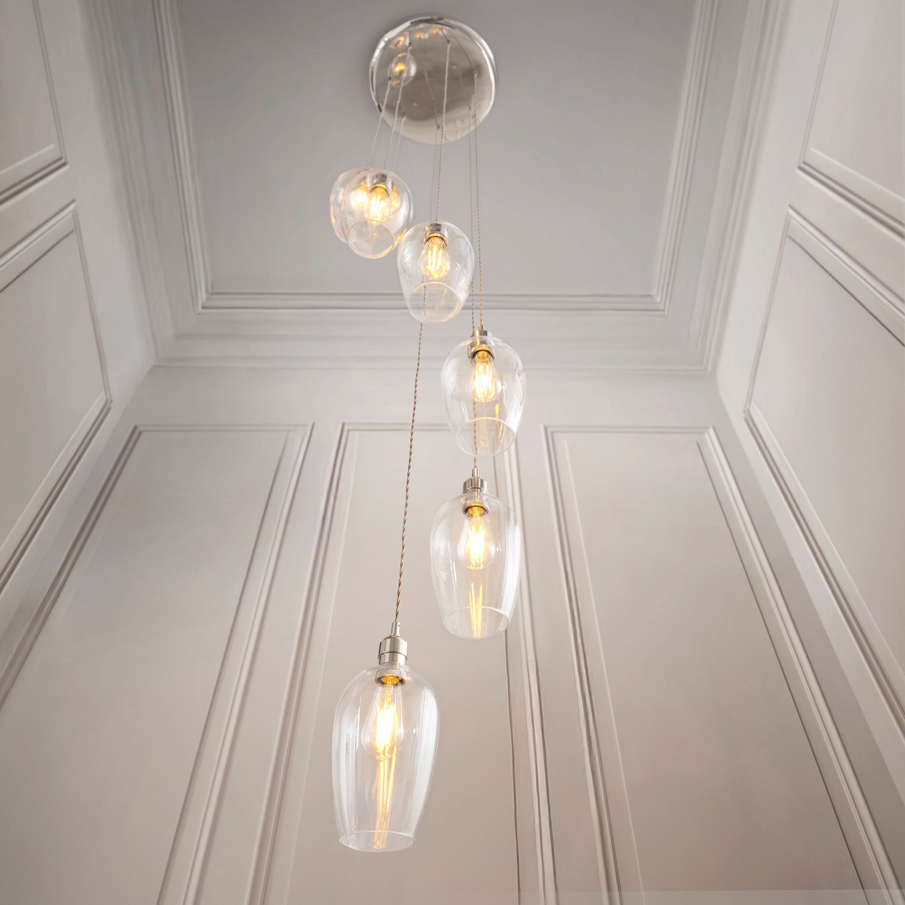 Florence Cascading Pendant Light – 7 Lights – Bright Nickel