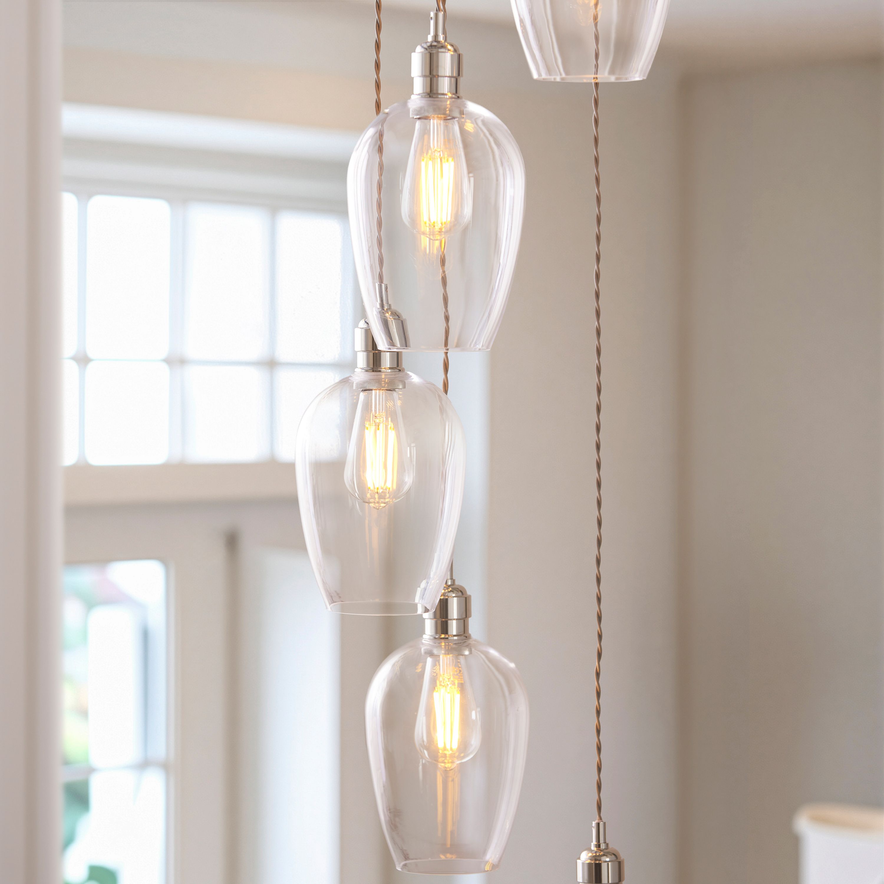 Florence Cascading Pendant Light – 7 Lights – Bright Nickel