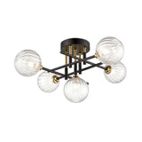 Franklite Abstraction Ceiling Light – 5 Lights – Black & Brass