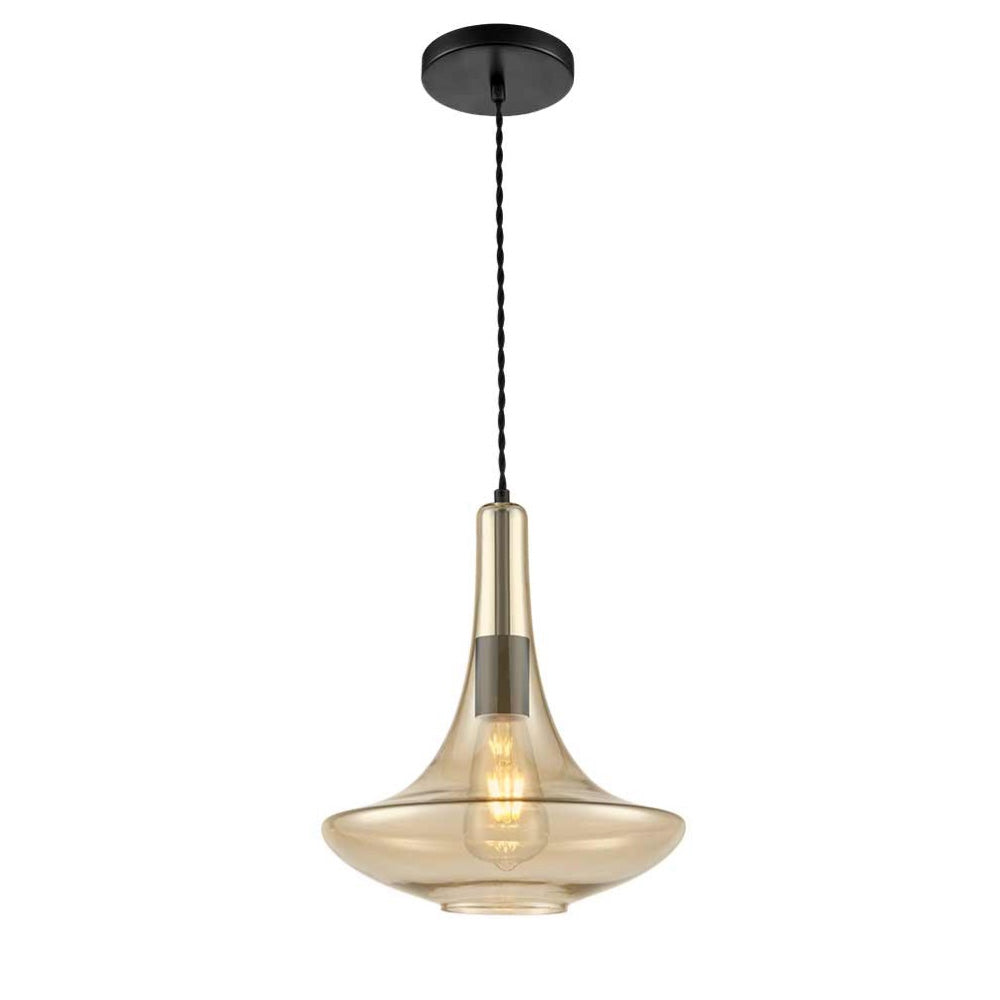 Franklite Bordeaux Pendant Light – Amber Glass