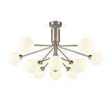 Franklite Cosmic 12 Light Pendant Light – Satin Nickel & Opal Glass