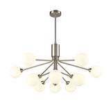 Franklite Cosmic 12 Light Pendant Light – Satin Nickel & Opal Glass