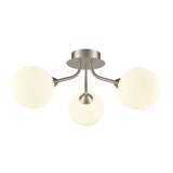 Franklite Cosmic 3 Light Fitting – Satin Nickel & Opal Glass
