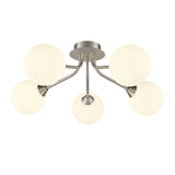 Franklite Cosmic 5 Light Fitting – Satin Nickel & Opal Glass