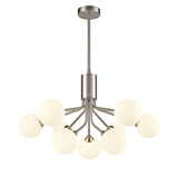 Franklite Cosmic 9 Light Pendant Light – Satin Nickel & Opal Glass