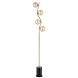 Franklite Cosmic Floor Lamp – Antique Gold and Amber Glass