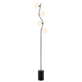 Franklite Cosmic Floor Lamp – Satin Nickel and Opal Glass