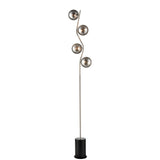 Franklite Cosmic Floor Lamp – Satin Nickel and Smoked Glass
