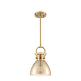 Franklite Horizon Pendant Light – Brushed Brass & Amber Glass