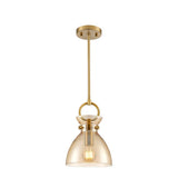 Franklite Horizon Pendant Light – Brushed Brass & Amber Glass