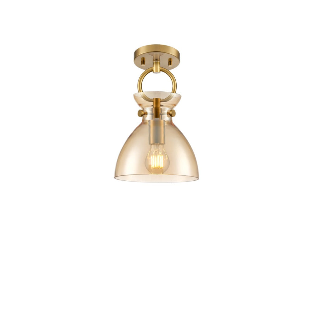 Franklite Horizon Pendant Light – Brushed Brass & Amber Glass