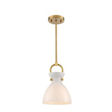 Franklite Horizon Pendant Light – Brushed Brass & Opal Glass
