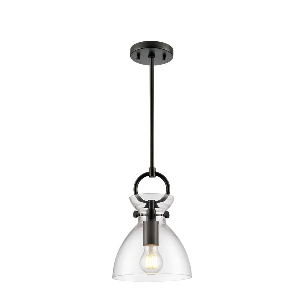 Franklite Horizon Pendant Light – Matt Black & Clear Glass