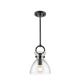 Franklite Horizon Pendant Light – Matt Black & Clear Glass