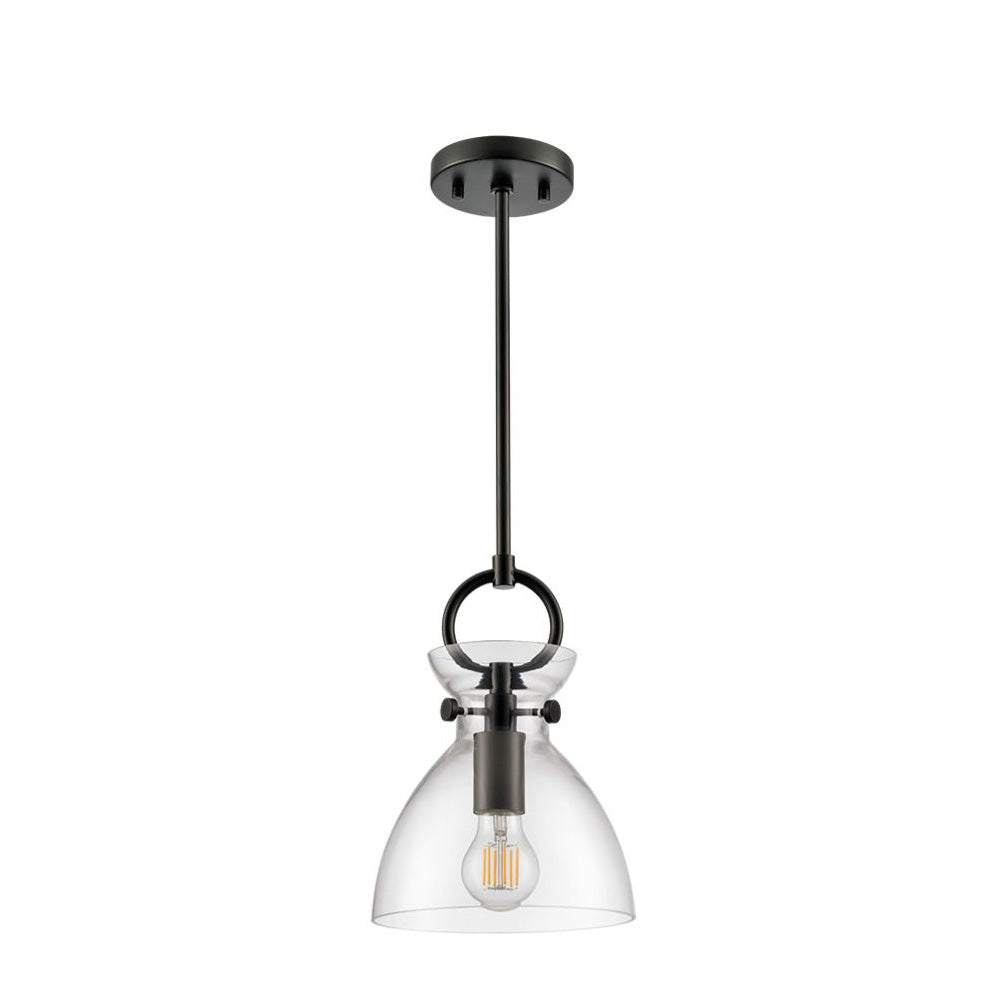 Franklite Horizon Pendant Light – Matt Black & Clear Glass
