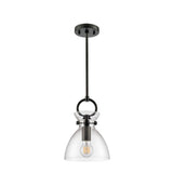 Franklite Horizon Pendant Light – Matt Black & Clear Glass