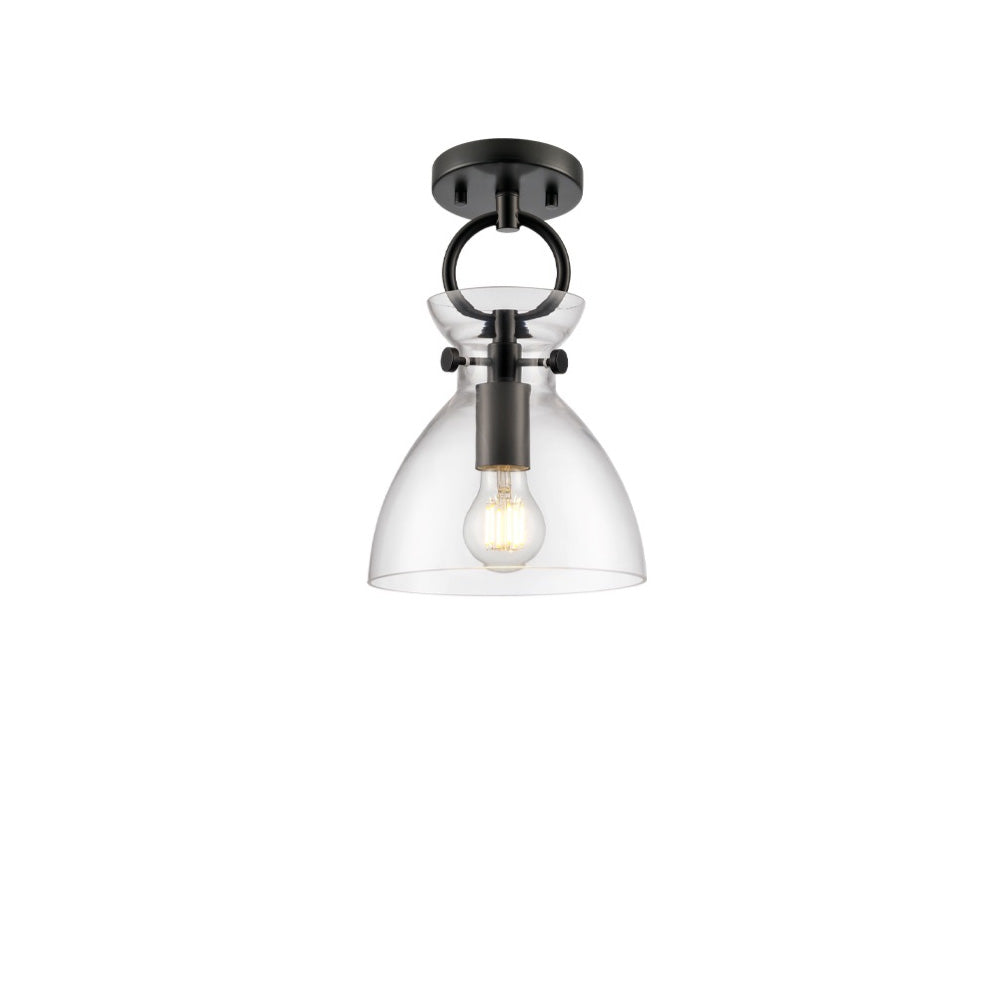 Franklite Horizon Pendant Light – Matt Black & Clear Glass