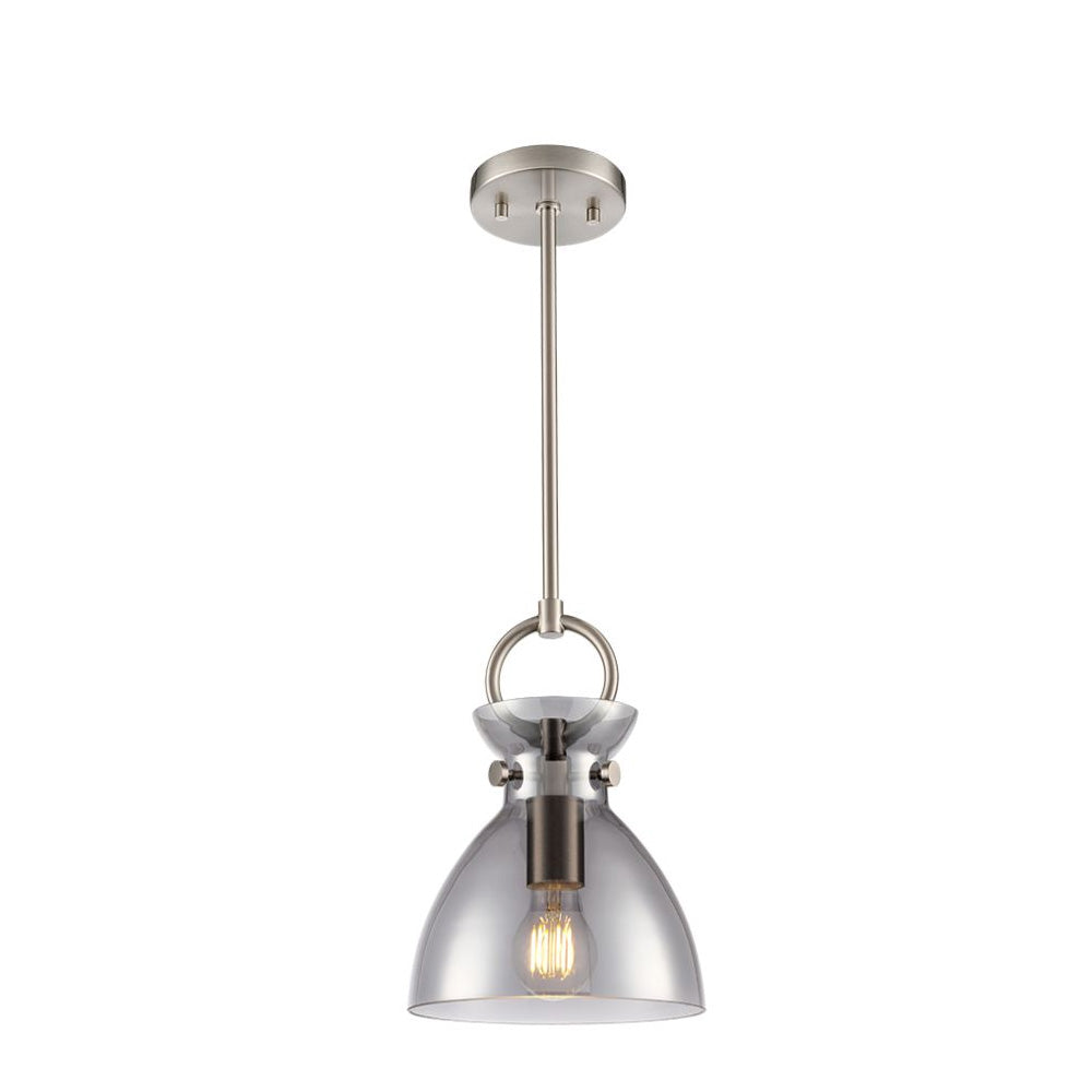 Franklite Horizon Pendant Light – Satin & Smoked Glass