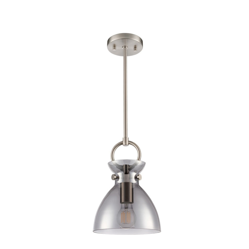 Franklite Horizon Pendant Light – Satin & Smoked Glass