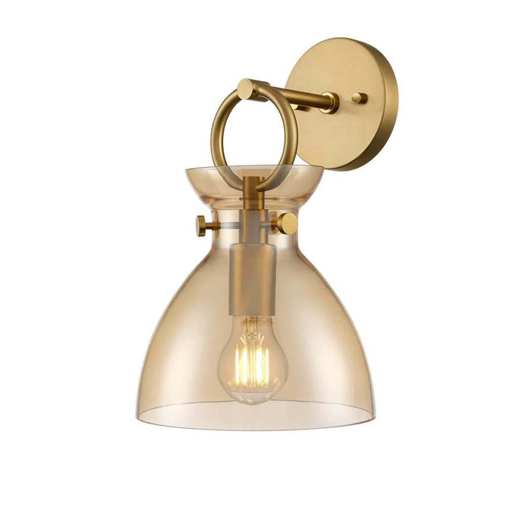 Franklite Horizon Wall Light – Brushed Brass & Amber Glass