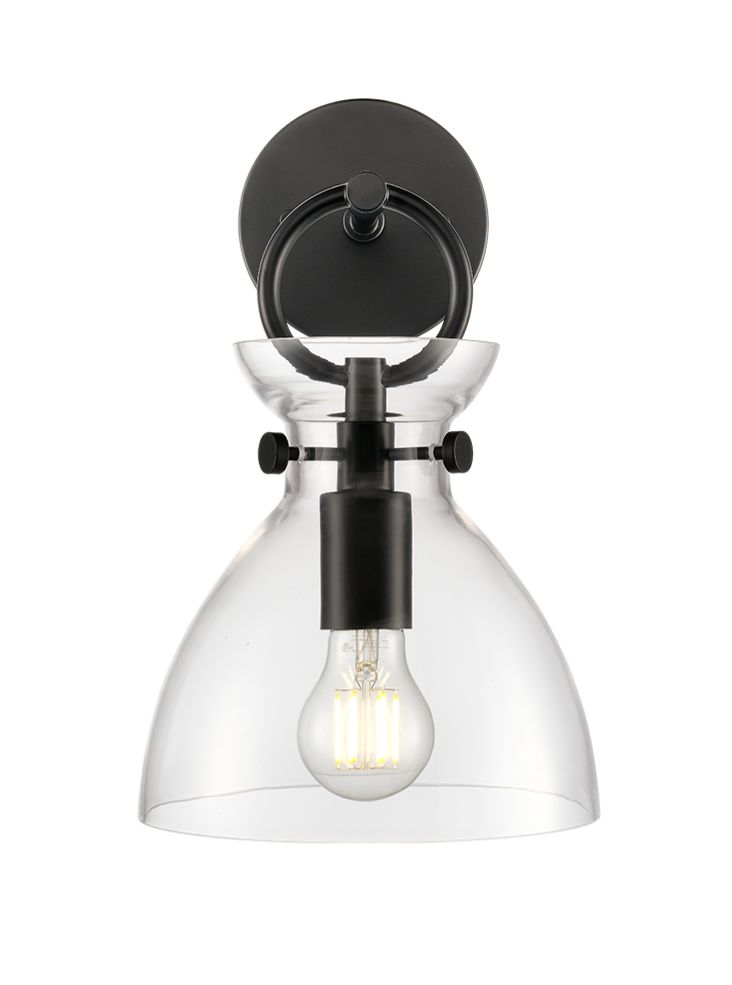 Franklite Horizon Wall Light – Matt Black & Clear Glass