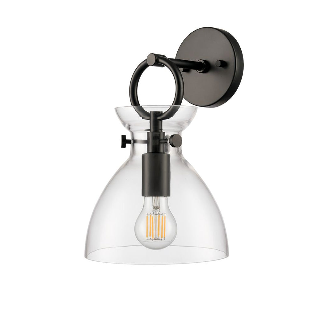 Franklite Horizon Wall Light – Matt Black & Clear Glass