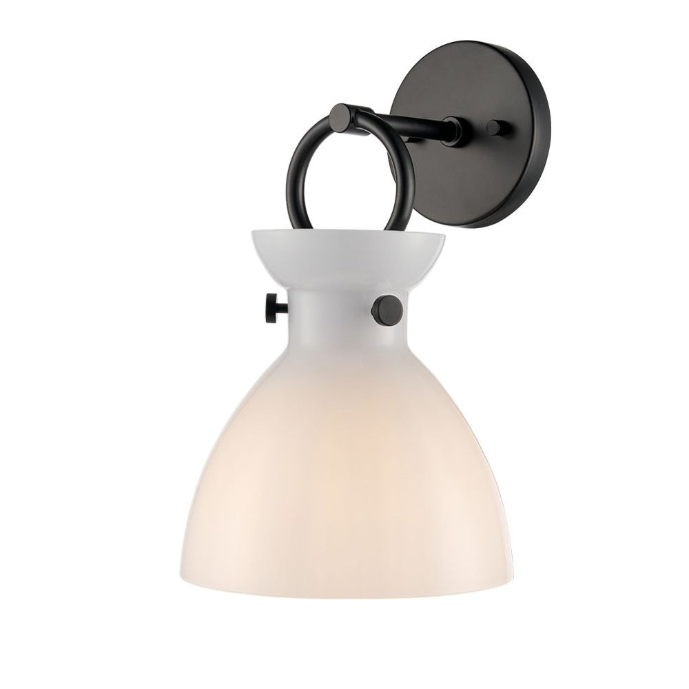 Franklite Horizon Wall Light – Matt Black & Opal Glass